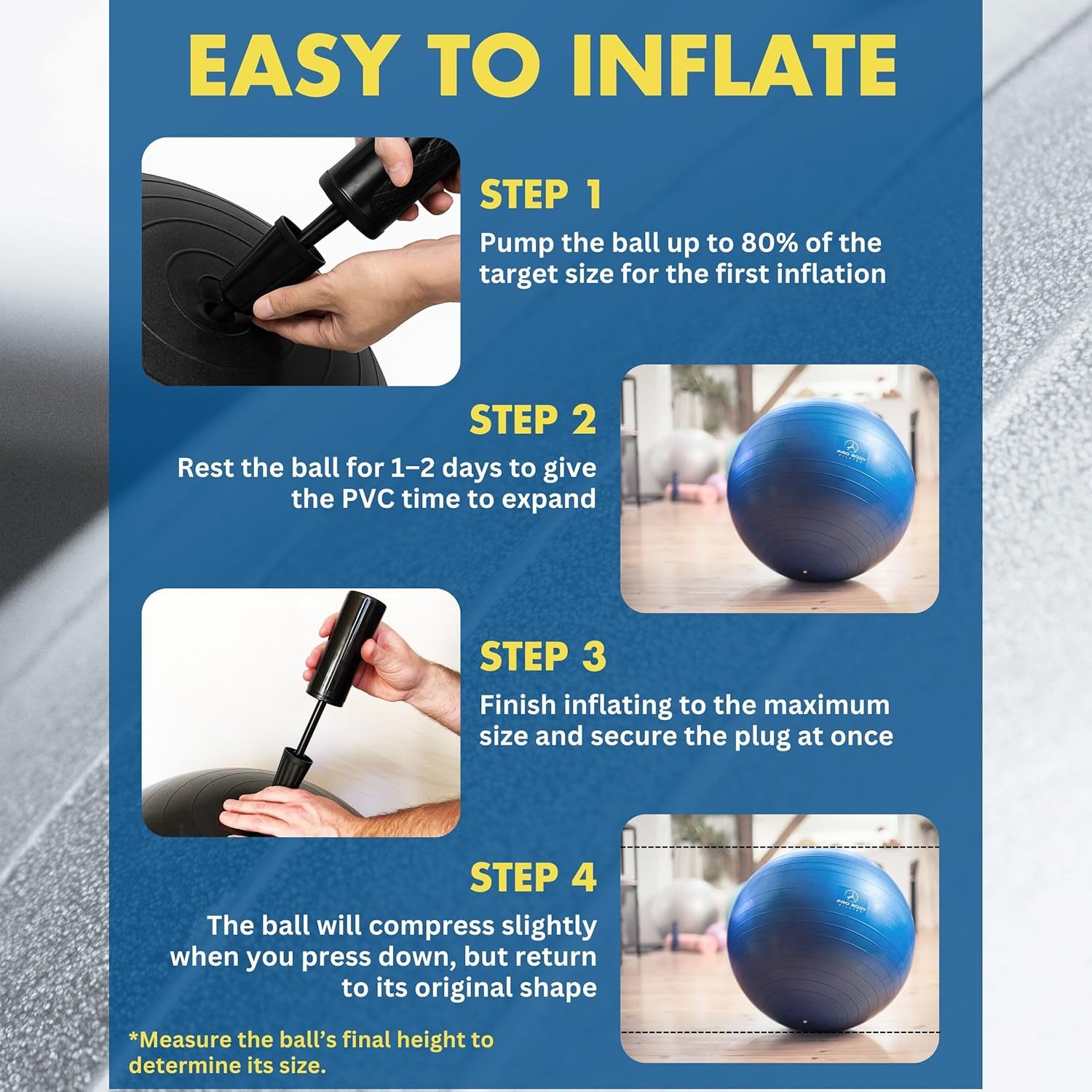 Exercise Ball - Multiple Sizes Gym Grade Balance Ball for Fitness, Yoga, Workout, Pregnancy & Physical Therapy